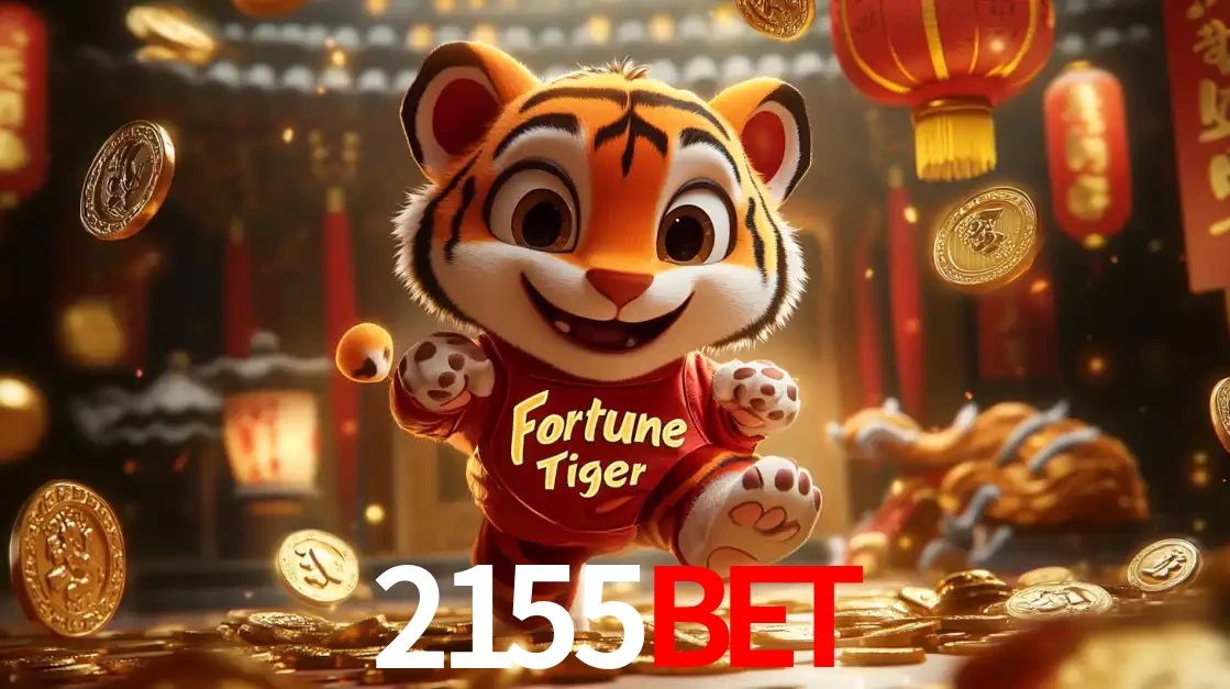 O alegre personagem do Fortune Tiger correndo sobre um caminho de moedas de ouro, simbolizando os grandes prêmios e a diversão do popular jogo de slot do 2155bet.