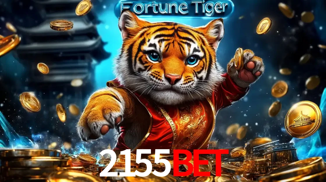 Imagem promocional do jogo de slot Fortune Tiger, com um tigre majestoso em traje tradicional cercado por uma fortuna em moedas de ouro, disponível agora no cassino 2155bet.